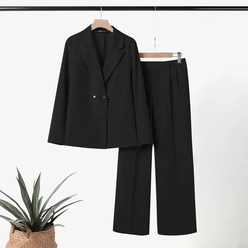 ZANZEA Korean Fashion Blazer Tops 2pcs Suits Autumn 2024 Solid Color Women Elegant Pant Sets Trousers Commute Blazer Suits