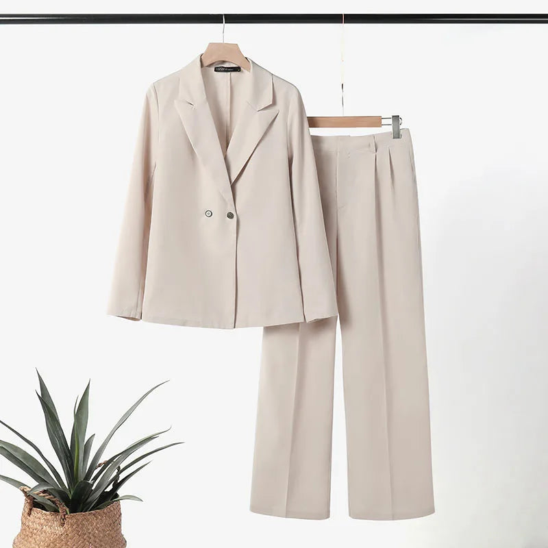 ZANZEA Korean Fashion Blazer Tops 2pcs Suits Autumn 2024 Solid Color Women Elegant Pant Sets Trousers Commute Blazer Suits