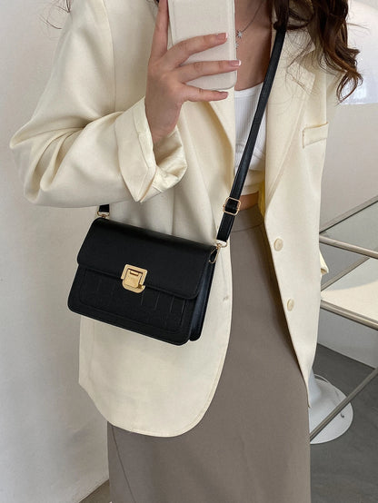 Schwarze Faux Krokodil Schnalle Pu-leder Kamera Schulter Cross Body Gurt Box Tasche Handtasche Freundin Mutter Tante Nan Geschenk Leichtgewicht, Business Casual Mini Krokodil Geprägte Crossbody Tasche Für Teen Mädchen, Frauen, College Studenten, Rookies &