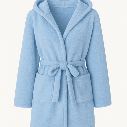 Damen Fleece Bademantel mit Kapuze – Warm & Kuschelig